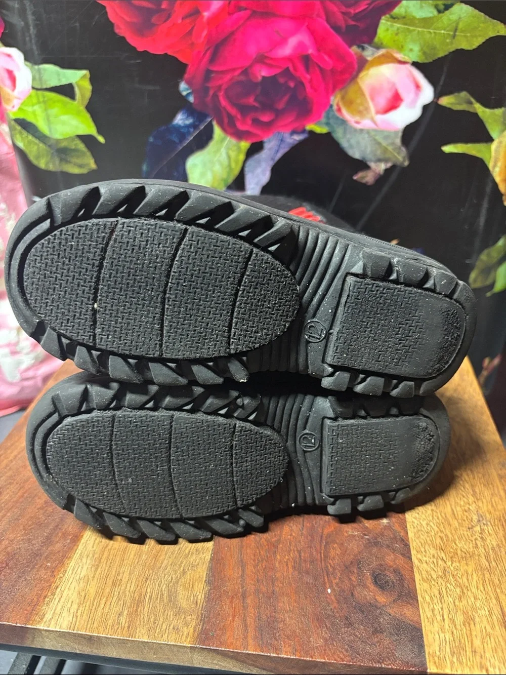 RBX Black Quilted Snow Boots with Red Logo Accent